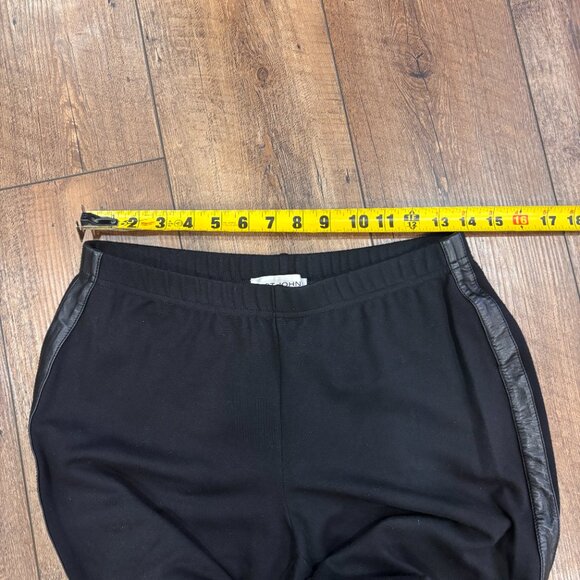 ST. JOHN Collection Black Genuine Leather Side Stripe Legging Pants Women's S - Picture 8 of 11